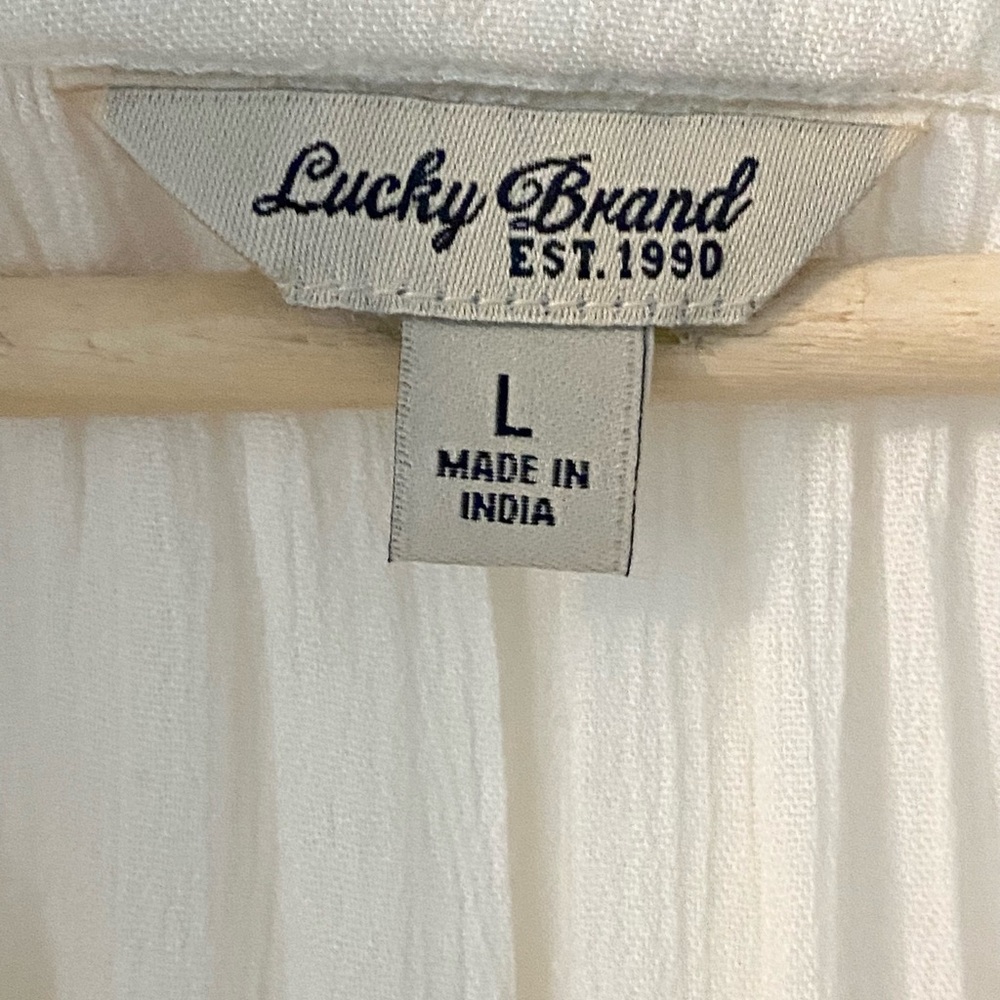 Lucky Brand Cream Blouse with Pink Embroidery - Picture 2 of 6